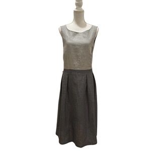 NWT Gershon Bram sleeveless linen dress with a two-tone color scheme Grey Large